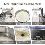 Low Carb Rice Cooker,5L Multifunction Smart Rice Cooker - 4H Keep Warm,Digital Display,Timer & Reservation Function,Suitable for Cooking,Simmering,Stewing,and Steaming(5L,Beige)