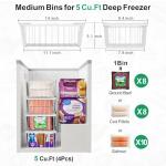iSPECLE Chest Freezer Organizer Bins - 8 Pack Stackable Freezer Organizer for 5 to 7 Cu.Ft Freezer and Upright Freezer Over 8.5 Cu.Ft, Easy Get Food from Bottom, Add Extra Storage Space, White