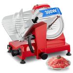 FOHERE 300W Meat Slicer Commercial, Electric Deli Food Slicer, 10" Premium Chromium-plated Steel Blade, 350-400RPM Meat Slicer, Adjustable Thickness for Commercial and Home use, Red