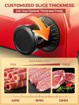 FOHERE 300W Meat Slicer Commercial, Electric Deli Food Slicer, 10" Premium Chromium-plated Steel Blade, 350-400RPM Meat Slicer, Adjustable Thickness for Commercial and Home use, Red
