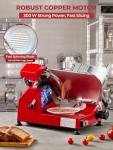 FOHERE 300W Meat Slicer Commercial, Electric Deli Food Slicer, 10" Premium Chromium-plated Steel Blade, 350-400RPM Meat Slicer, Adjustable Thickness for Commercial and Home use, Red