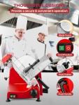 FOHERE 300W Meat Slicer Commercial, Electric Deli Food Slicer, 10" Premium Chromium-plated Steel Blade, 350-400RPM Meat Slicer, Adjustable Thickness for Commercial and Home use, Red