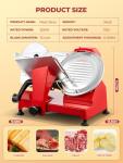 FOHERE 300W Meat Slicer Commercial, Electric Deli Food Slicer, 10" Premium Chromium-plated Steel Blade, 350-400RPM Meat Slicer, Adjustable Thickness for Commercial and Home use, Red
