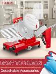FOHERE 300W Meat Slicer Commercial, Electric Deli Food Slicer, 10" Premium Chromium-plated Steel Blade, 350-400RPM Meat Slicer, Adjustable Thickness for Commercial and Home use, Red