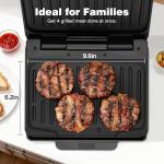 KEINVE 4-Serving Electric Grill and Panini Press, Tough Non-Stick Coating, Drip Tray Catches Grease, Black