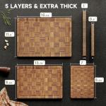 Large Cutting Boards for Kitchen,3 Packs Bamboo Chopping Boards with Juice Groove,suitable for cutting meat, vegetables, fruits, and cheese, and with a base for convenient storage