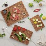 Large Cutting Boards for Kitchen,3 Packs Bamboo Chopping Boards with Juice Groove,suitable for cutting meat, vegetables, fruits, and cheese, and with a base for convenient storage