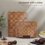 Large Cutting Boards for Kitchen,3 Packs Bamboo Chopping Boards with Juice Groove,suitable for cutting meat, vegetables, fruits, and cheese, and with a base for convenient storage
