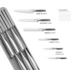 LI JIU Kitchen Knife Set 6 Pcs & Horizontally Knives Case, Crafted from High Carbon 5Cr15Mov Stainless Steel and Food-Grade Polypropylene.