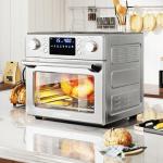 COSTWAY 14-in-1 Air Fryer Toaster Oven Combo, 1700W Dual Cook & 26 QT Large Capacity Stainless Steel Countertop Convection Oven with Bake, Rotisserie, Dehydrate & Defrost, LED Display, 7 Accessories