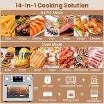 COSTWAY 14-in-1 Air Fryer Toaster Oven Combo, 1700W Dual Cook & 26 QT Large Capacity Stainless Steel Countertop Convection Oven with Bake, Rotisserie, Dehydrate & Defrost, LED Display, 7 Accessories