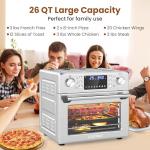 COSTWAY 14-in-1 Air Fryer Toaster Oven Combo, 1700W Dual Cook & 26 QT Large Capacity Stainless Steel Countertop Convection Oven with Bake, Rotisserie, Dehydrate & Defrost, LED Display, 7 Accessories