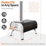 FREEKITE Pizza Oven 13 Inch Outdoor Wood Fired Portable Stainless Steel Pizza Oven with Pizza Stone for Family Outside Cooking Camping Backyard BBQ Pizza Maker Garden Kitchen(black13IN)