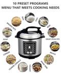 Aptovpvp Electric Pressure Cooker, 6 Liters, Slow Stew Pot With 24-Hour Reservation Function, 10 In 1 Rice Cooker, Wok, Cake, Yogurt, Etc., Stainless Steel/Black