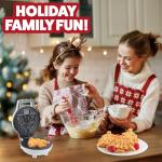 Christmas Tree Mini Waffle Maker- Make this Holiday Special for Kids w Cute 4 Inch Waffler Iron, Electric Non Stick Breakfast Appliance for Xmas Season, Festive Gift or Cute Dessert, Treat for Santa