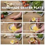 Ceramic Garlic Grater Plate - Handmade 4 Pcs Press - Natural Grinder - Decorative Mincer - Ginger, Cheese Grater - Hand Dish for Garlic (Blue)