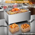 Mvegoiuok Electric Large Deep Fryer With 3 Basket 3600W Commercial Turkey Fryer Pot With Oil Filtration Lid 25QT Stainless Steels Frier for Home Use Oil Fryer