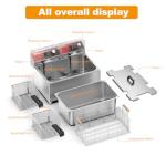 Mvegoiuok Electric Large Deep Fryer With 3 Basket 3600W Commercial Turkey Fryer Pot With Oil Filtration Lid 25QT Stainless Steels Frier for Home Use Oil Fryer