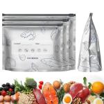 30Pcs Reusable Aluminum Foil Sealable Storage Bags, 2026 New Thicken Stand Up Foil Sealable Bags with Label and Zip Lock, Resealable Storage Bags for Vegetable Fruit Meat(S+M+L)