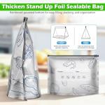 30Pcs Reusable Aluminum Foil Sealable Storage Bags, 2026 New Thicken Stand Up Foil Sealable Bags with Label and Zip Lock, Resealable Storage Bags for Vegetable Fruit Meat(S+M+L)