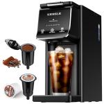 KIDISLE Single Serve Coffee Maker – Hot & Iced, K Cup & Ground Compatible, Reusable Pod Filter, 6–16oz Brew Sizes, 40oz Water Tank, Easy-to-Use, Black