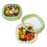 Crudités | Portable Snack Tray | Square 2-Pack | Sage Green | Reversible Stretch Lid Food Containers | BPA-Free, Freezer & Dishwasher Safe | Meal-Prep, Charcuterie, Salads, Picnic, Travel