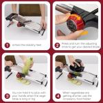 X Home Adjustable Mandoline Slicer for Kitchen, Stainless Steel Food Slicer, Vegetable Slicer for Cucumber, Potato, Carrot, Onion, Cleaning Brush & Food Pusher Included, Easy to Use & Clean