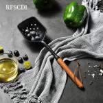 Exquisite Silicone Cooking Utensils Set - Non-Toxic, Heat-Resistant Kitchen Utensils Set with Food-Grade Silicone & Wood Handles - Includes Spatula & Spoon for Non-Stick Cookware, Black