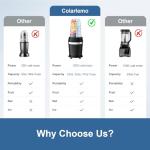 Colarlemo 12-Piece Smoothie Blender Maker 25,000 RPM Personal Blender for Ice Crushing Smoothies & Frozen Drinks Nuts with 23oz, 32oz, 37oz Portable Cups Two 6-Leaf Stainless Steel Blades, Matte Black