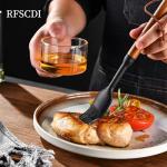 Exquisite Silicone Cooking Utensils Set - Non-Toxic, Heat-Resistant Kitchen Utensils Set with Food-Grade Silicone & Wood Handles - Includes Spatula & Spoon for Non-Stick Cookware, Black