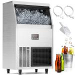 Coolake Commercial Ice Maker Machine 100lbs/24H Under Counter Ice Machine with 33lbs Ice Storage, 115V Air Cooled Stainless Steel Freestanding Ice Machine for Home Restaurant Outdoor