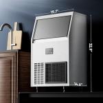 Coolake Commercial Ice Maker Machine 100lbs/24H Under Counter Ice Machine with 33lbs Ice Storage, 115V Air Cooled Stainless Steel Freestanding Ice Machine for Home Restaurant Outdoor