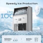 Coolake Commercial Ice Maker Machine 100lbs/24H Under Counter Ice Machine with 33lbs Ice Storage, 115V Air Cooled Stainless Steel Freestanding Ice Machine for Home Restaurant Outdoor