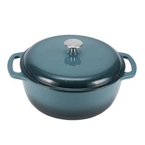Amazon Basics Cast Iron Dutch Oven Pot with Lid, Enameled, Round, Dual Handles, Heavy-Duty, Medium, 6-Quart, Gray