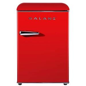 Galanz GLR25MRDR10 Retro Compact Refrigerator, Mini Fridge with Single Doors, Adjustable Mechanical Thermostat with Chiller, Red, 2.5 Cu Ft