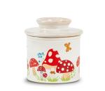 Mushroom Butter Crock For Counter With Water Line French Butter Holder Ceramic Butter Keeper Butterfly Mushroom Jungle Decor Anti-Slip Design