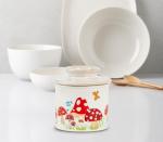 Mushroom Butter Crock For Counter With Water Line French Butter Holder Ceramic Butter Keeper Butterfly Mushroom Jungle Decor Anti-Slip Design
