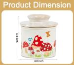 Mushroom Butter Crock For Counter With Water Line French Butter Holder Ceramic Butter Keeper Butterfly Mushroom Jungle Decor Anti-Slip Design