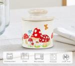Mushroom Butter Crock For Counter With Water Line French Butter Holder Ceramic Butter Keeper Butterfly Mushroom Jungle Decor Anti-Slip Design