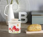 Mushroom Butter Crock For Counter With Water Line French Butter Holder Ceramic Butter Keeper Butterfly Mushroom Jungle Decor Anti-Slip Design