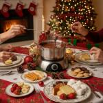 CUSIMAX 1500W Electric Fondue Pot Set, Fondue Pot for Chocolate, Cheese, Broth, Oil, Luminated Control Dial, Fondue Set with 8 Colour Coded Stainless Steel Forks, 1.4-Quart - Stainless Steel