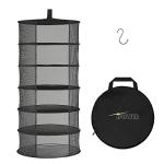 iPower Herb Drying Rack 6-Layer 2-Feet Black Mesh Hanging Net Dryer Collapsible with Opendoor, Pothook and Storage Pouch, for Hydroponics Flowers, Buds