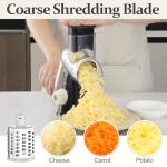 Cambom 5 in 1 Rotary Cheese Grater Hand Crank Cheese Shredder for Fresh Cheese, Vegetable, Nuts,Non-slip Suction Base, Black