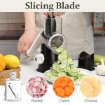 Cambom 5 in 1 Rotary Cheese Grater Hand Crank Cheese Shredder for Fresh Cheese, Vegetable, Nuts,Non-slip Suction Base, Black