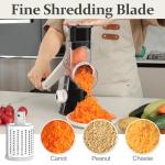 Cambom 5 in 1 Rotary Cheese Grater Hand Crank Cheese Shredder for Fresh Cheese, Vegetable, Nuts,Non-slip Suction Base, Black