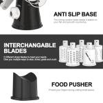 Cambom 5 in 1 Rotary Cheese Grater Hand Crank Cheese Shredder for Fresh Cheese, Vegetable, Nuts,Non-slip Suction Base, Black