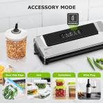 Bonsenkitchen Vacuum Sealer Machine with Mason Jar Sealer Kit | Compact Food Sealer for Kitchen Storage & Meal Prep | Multiple Modes​​ | External Vacuum System & 40 Vacuum Bags, Silver