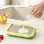 At Home Rolled Ice Cream Maker Kit, Instant Freeze Plate with 2 Scrapers,DIY Stainless Steel Ice Cream Makers Tray for Fun Freezer Desserts (White)