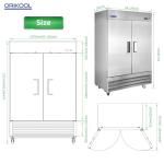 Doracome Commercial refrigerator, stainless steel ETL approved upright refrigerator storage (refrigerated/frozen) ﻿ (49 Cu.ft（33~40℉）)