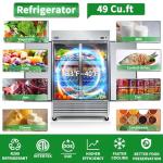 Doracome Commercial refrigerator, stainless steel ETL approved upright refrigerator storage (refrigerated/frozen) ﻿ (49 Cu.ft（33~40℉）)